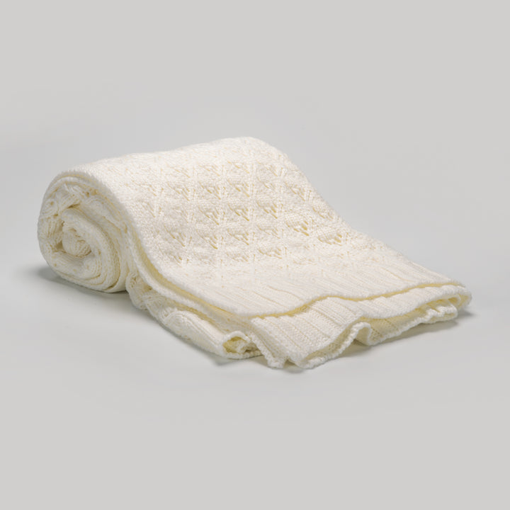 Couverture en tricot acrylique crème