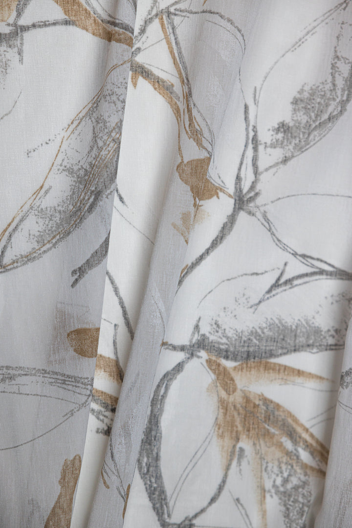 Athena  Printed Abstract  Floral Sheer Grommet Curtain 80"x 95"