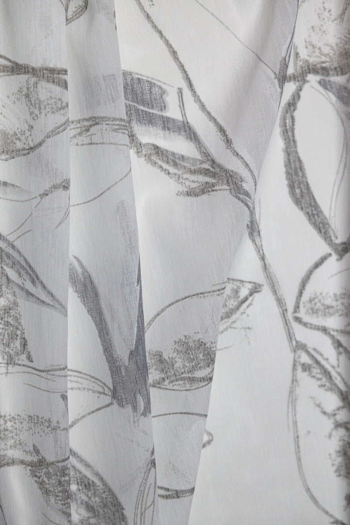 Athena  Printed Abstract  Floral Sheer Grommet Curtain 80"x 95"