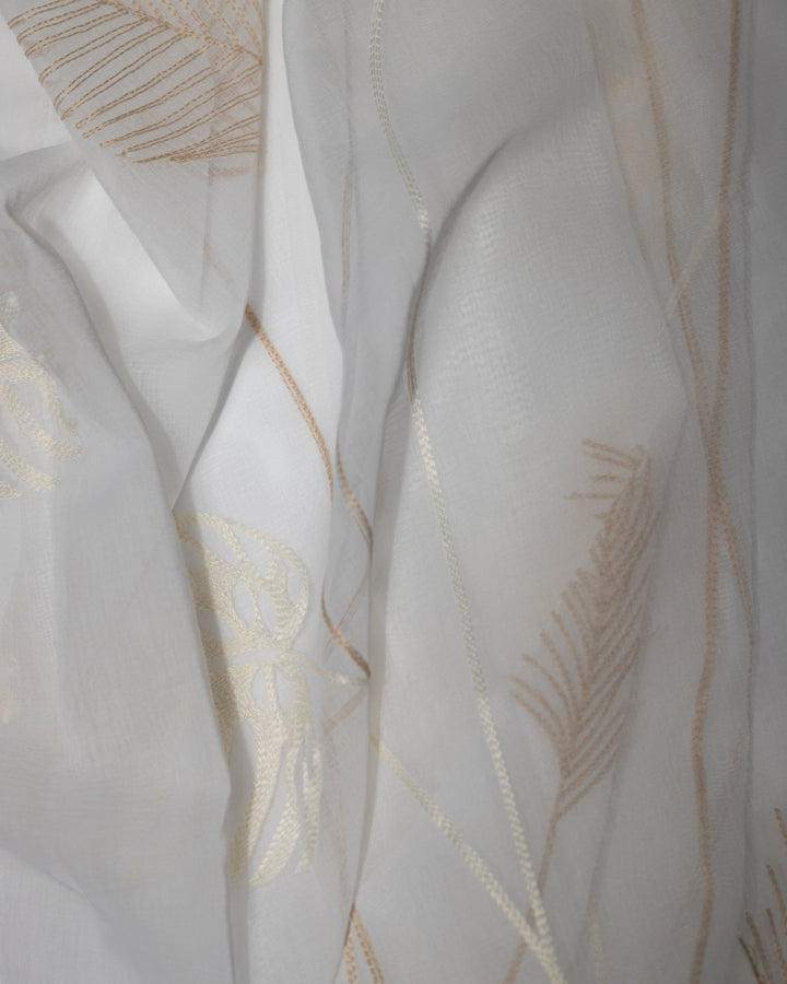 Atri Embroidered Tropical Leaf Grommet Curtain 80" x 95"