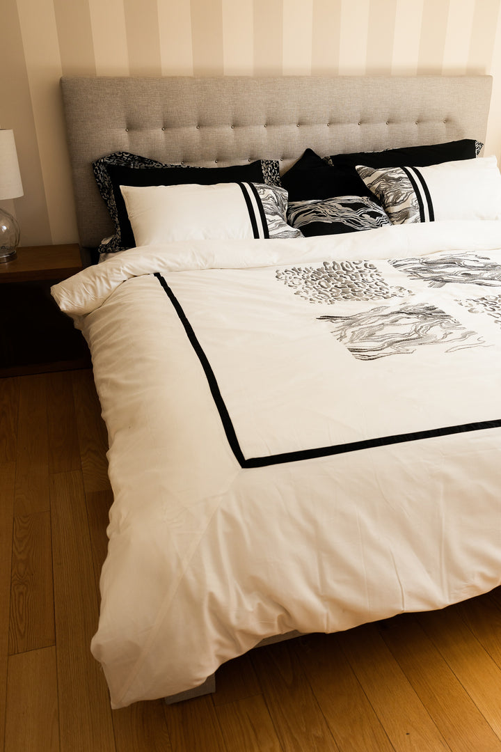 Kenya Embroidered Animal Pattern Cotton 6 pc Duvet Cover Set