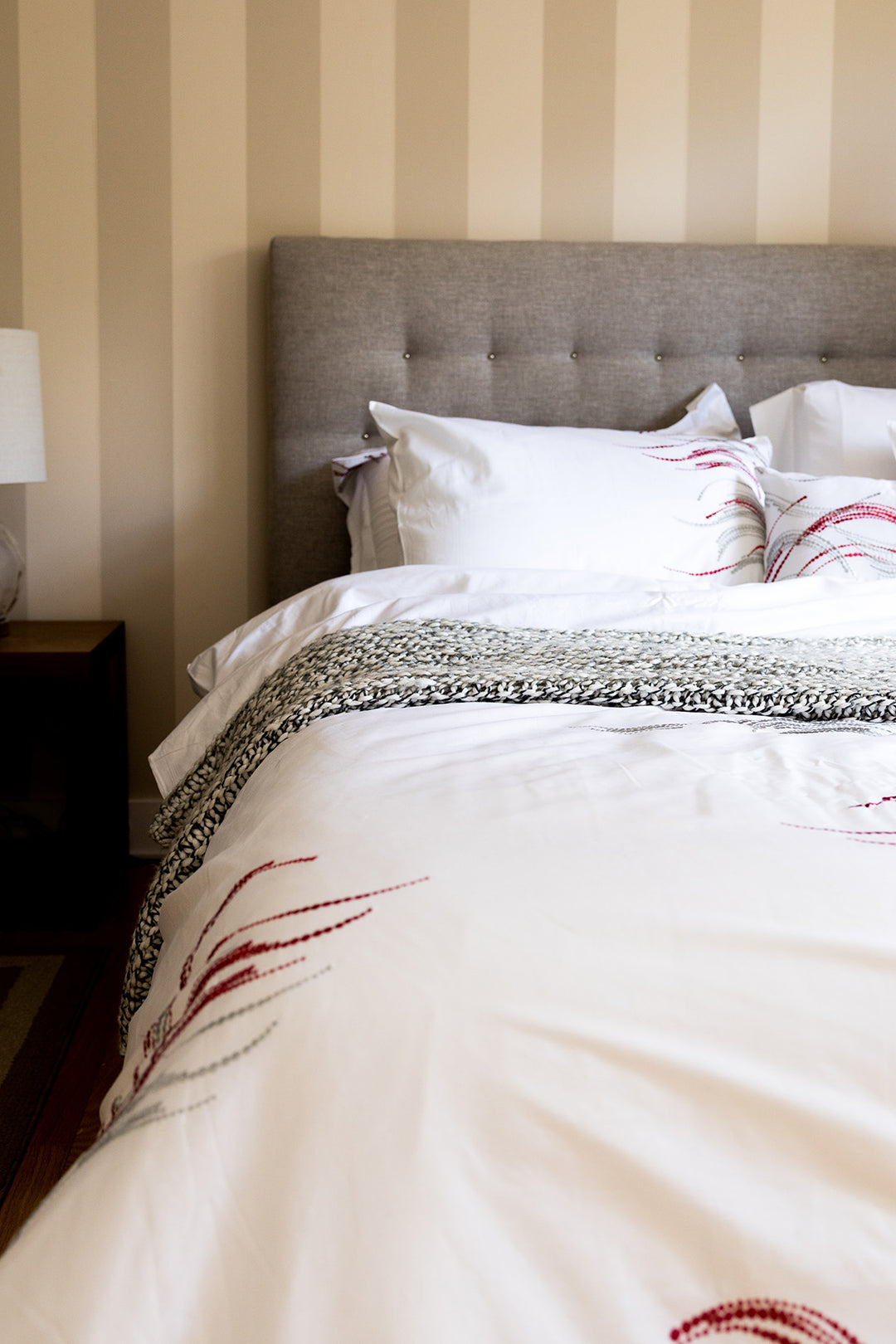 Milano Queen Size Embroidered Cotton 6 pc Duvet Cover Set