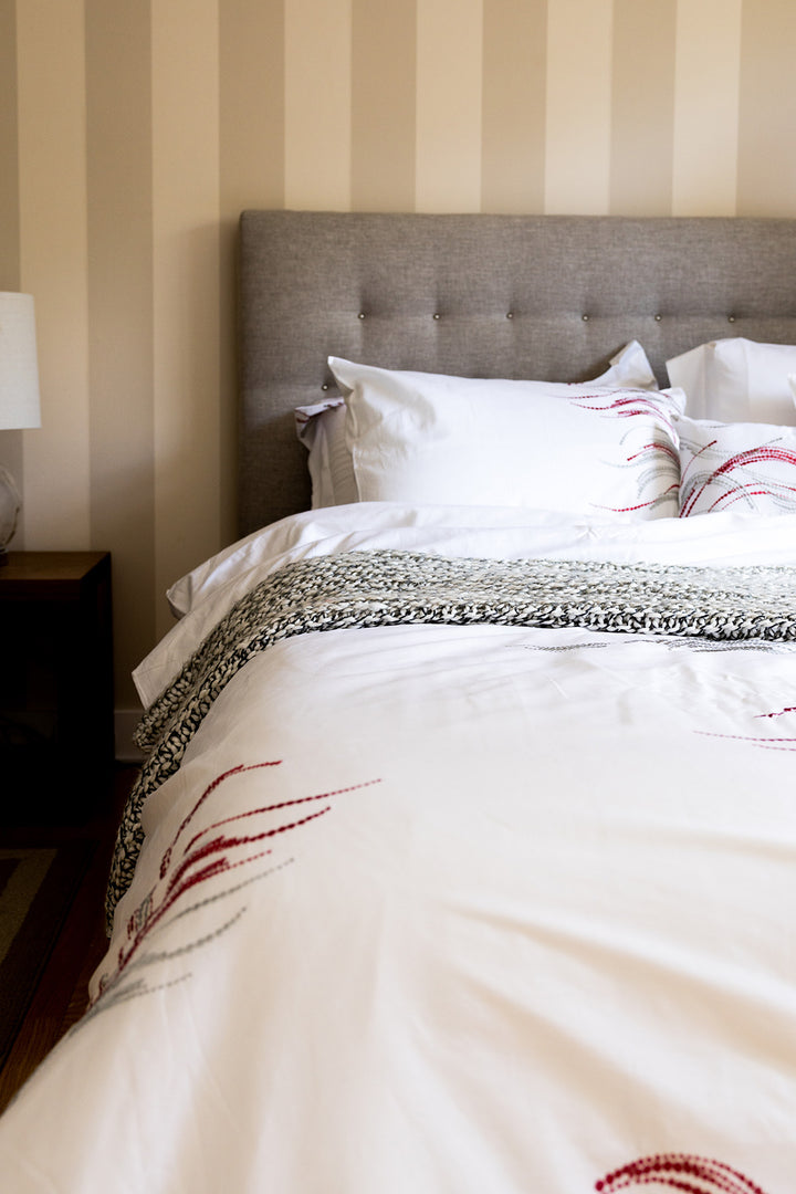 Milano Queen Size Embroidered Cotton 6 pc Duvet Cover Set