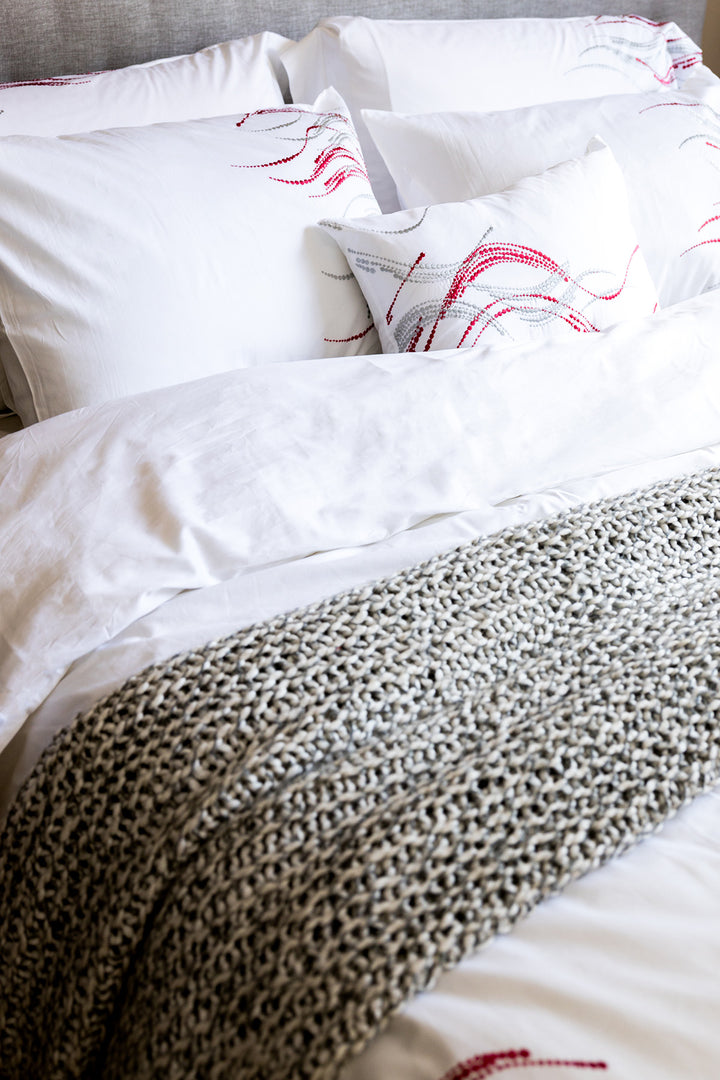 Milano Queen Size Embroidered Cotton 6 pc Duvet Cover Set