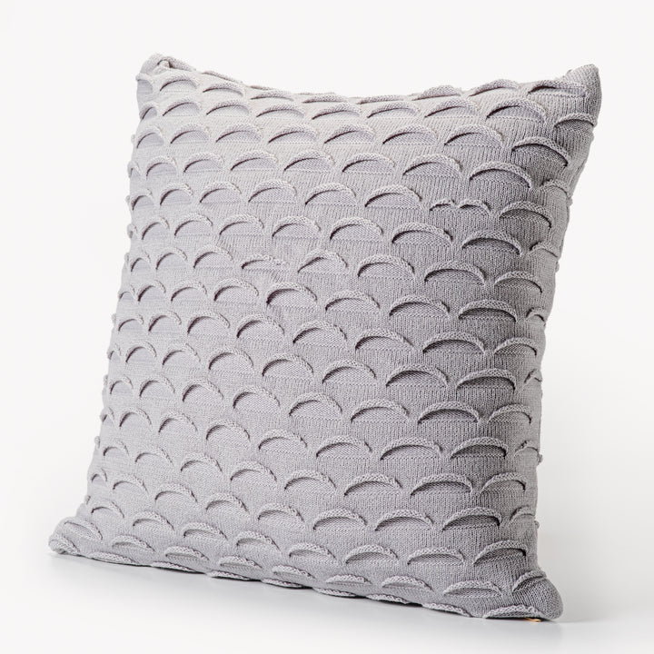 Coussin décoratif en tricot à motif  gris