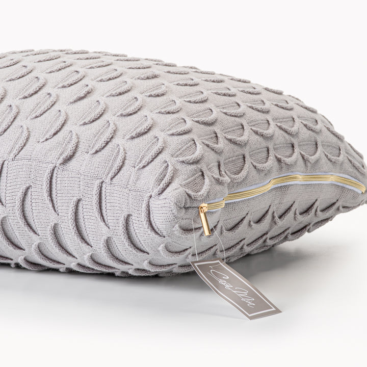 Coussin décoratif en tricot à motif  gris