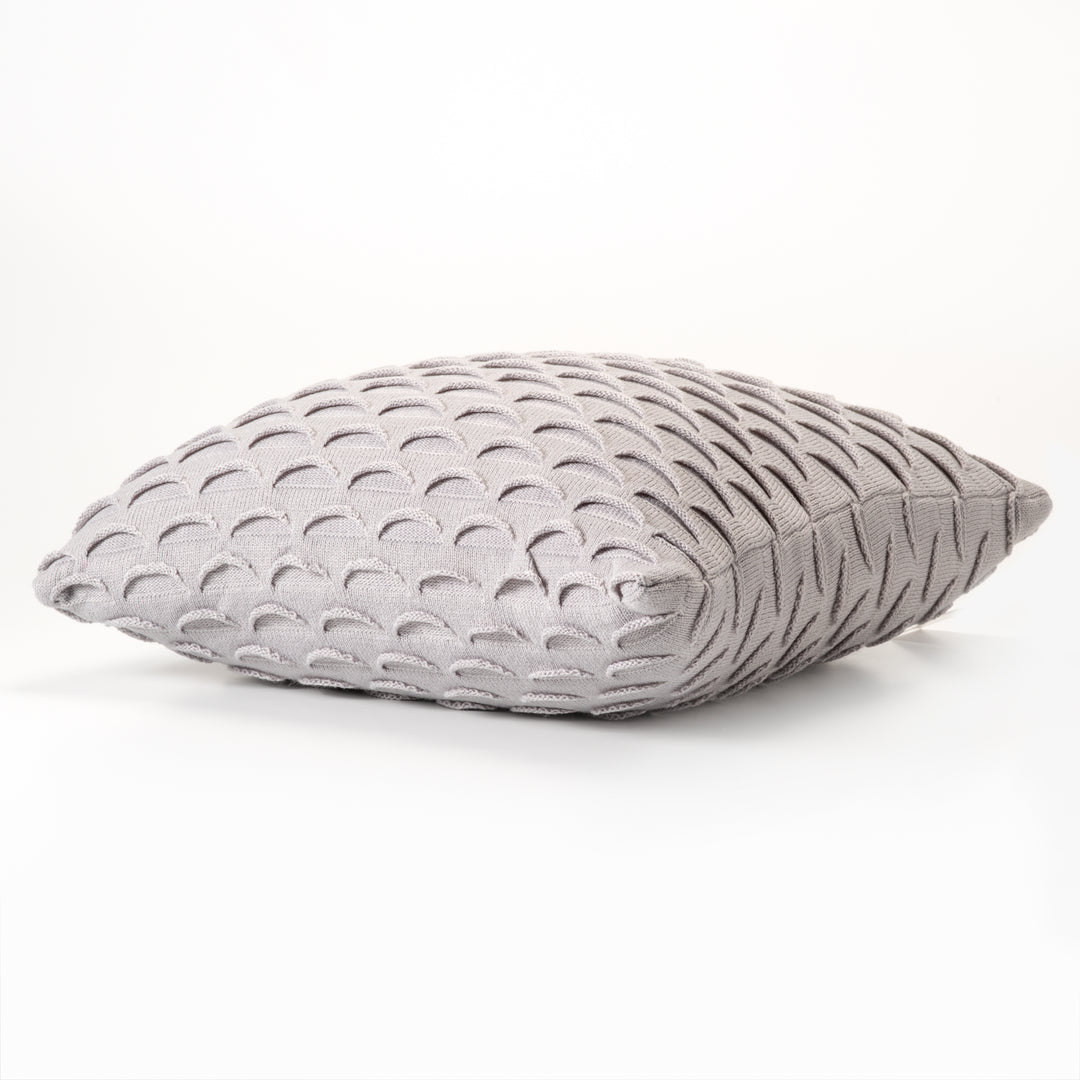 Coussin décoratif en tricot à motif  gris