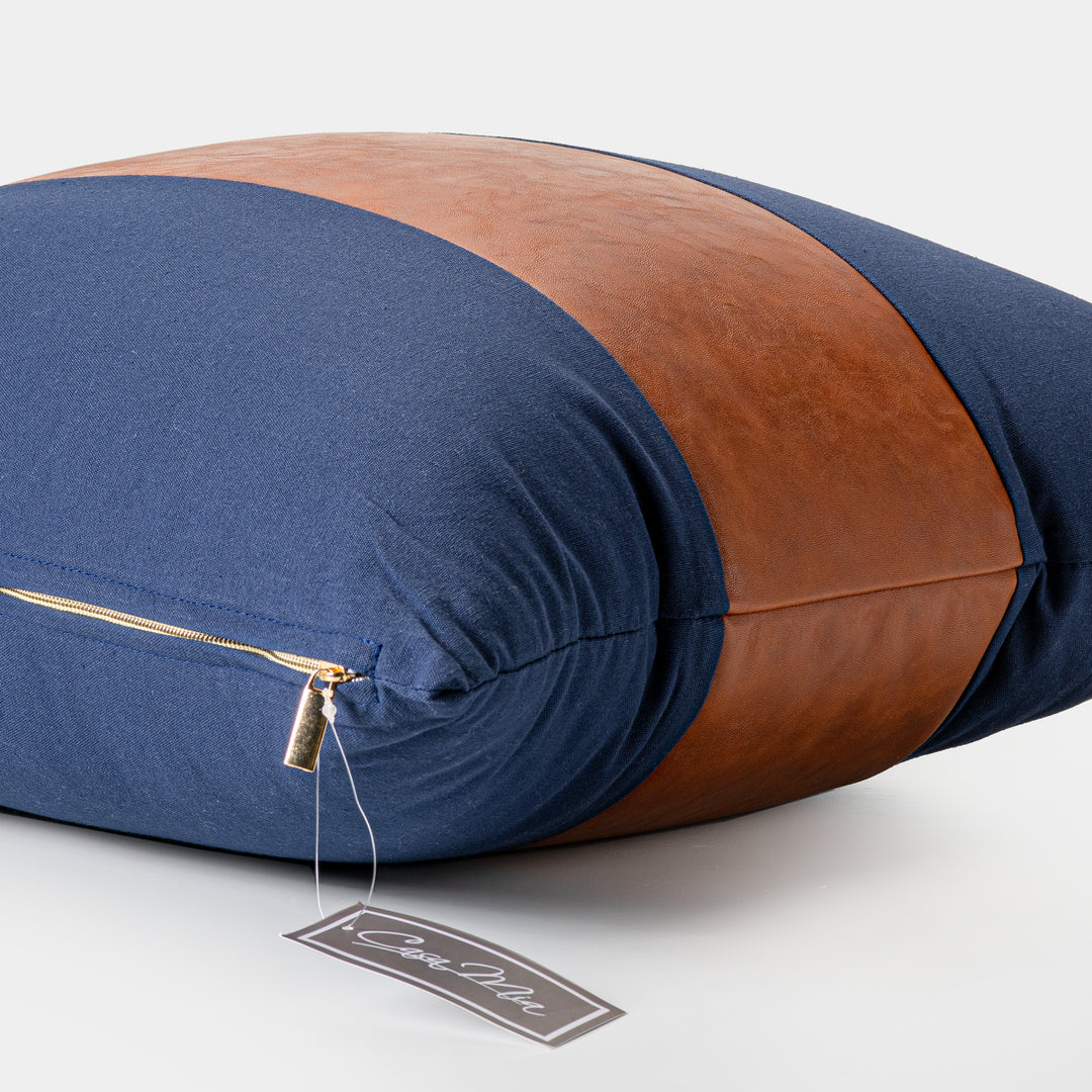 Oreiller Décoratif bleu et tan de style nautique