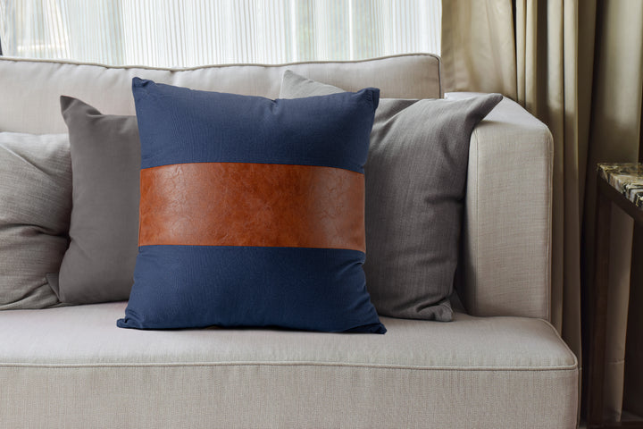 Oreiller Décoratif bleu et tan de style nautique