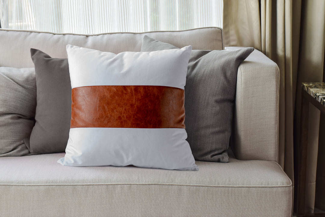 Coussin Décoratif de style nautique blanc et beige 20"x20"