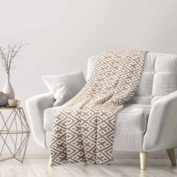 Couverture en tricot acrylique géométrique