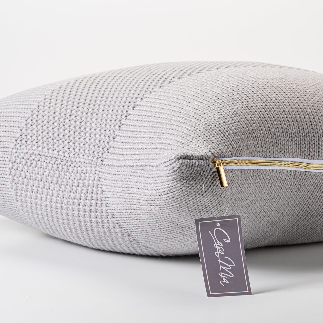 Oreiller Décoratif en Tricot Gris