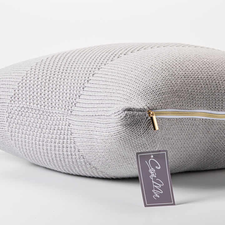 Oreiller Décoratif en Tricot Gris