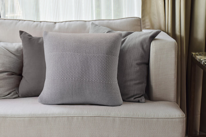 Oreiller Décoratif en Tricot Gris