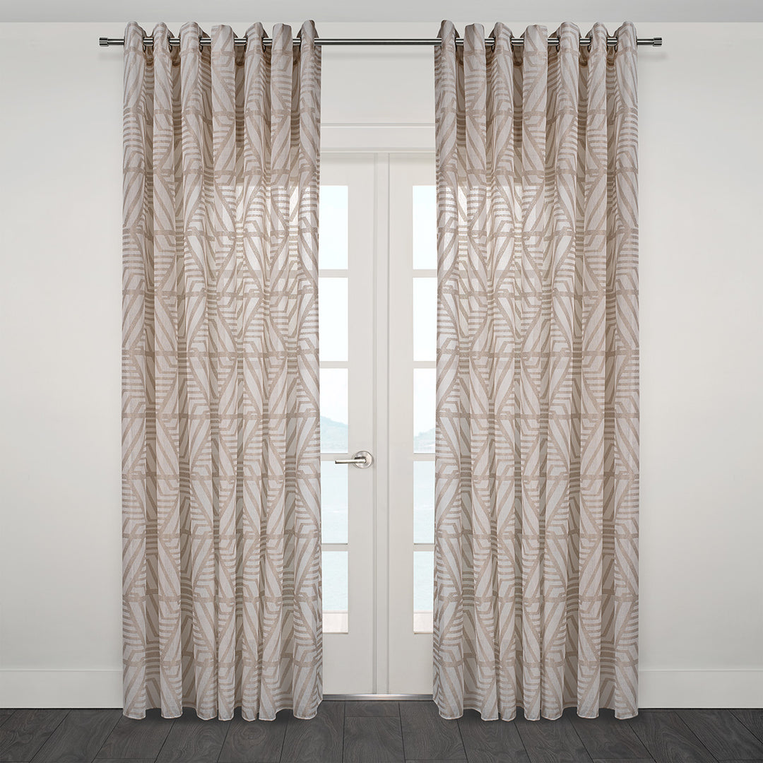 Rideau à Oeillets rétro modulaire en jacquard transparent Ligure 108"x 95"