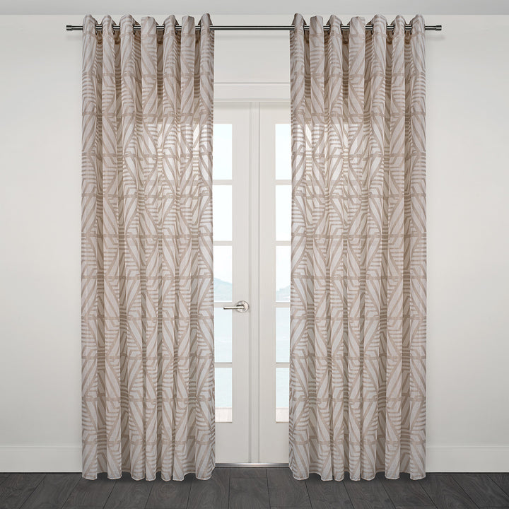 Rideau à Oeillets rétro modulaire en jacquard transparent Ligure 108"x 95"