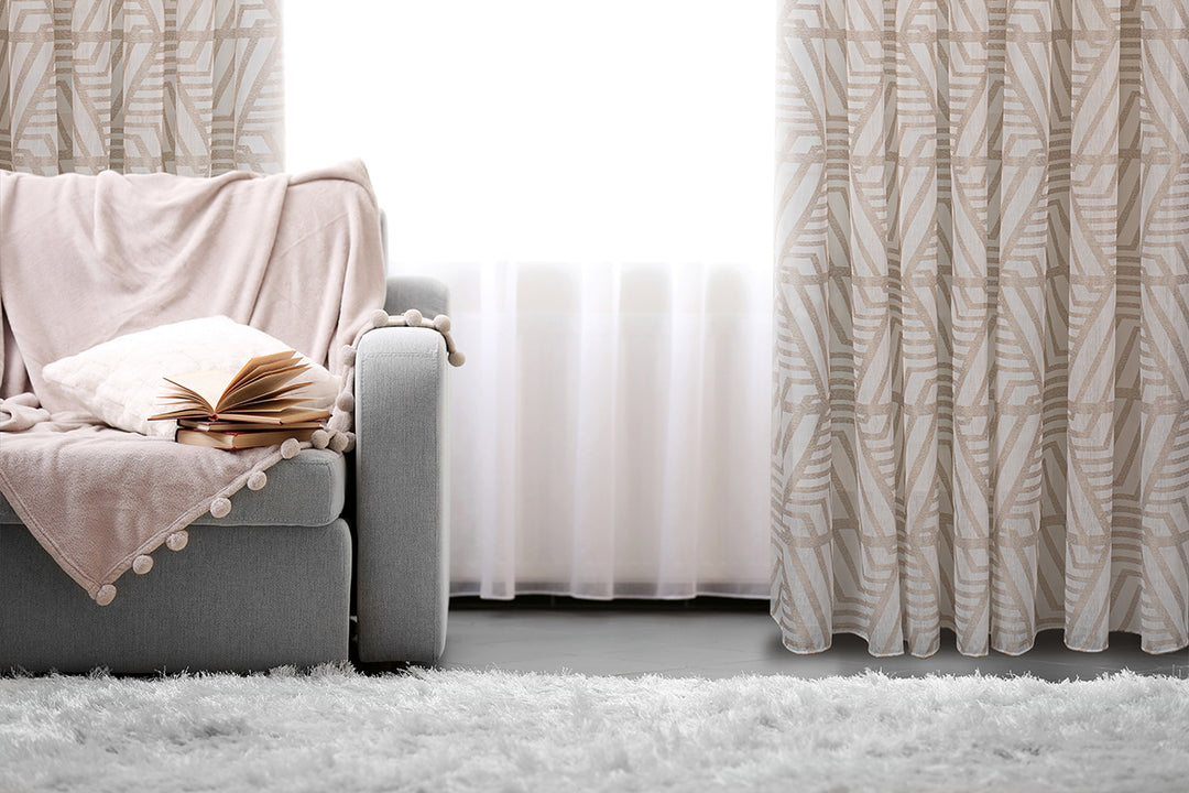 Rideau à Oeillets rétro modulaire en jacquard transparent Ligure 108"x 95"