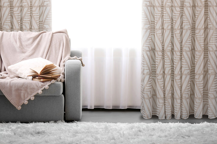 Rideau à Oeillets rétro modulaire en jacquard transparent Ligure 108"x 95"