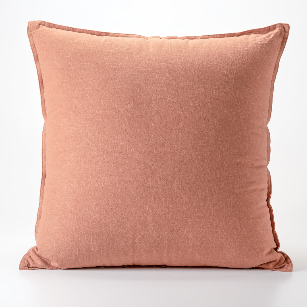 Oreiller décoratif en lin et coton texturé rouille 24" x 24"
