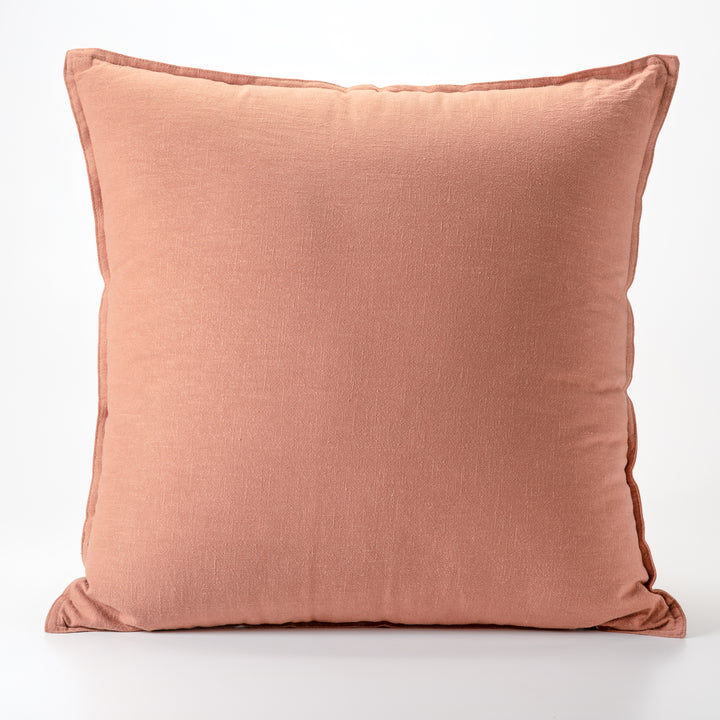 Oreiller décoratif en lin et coton texturé rouille 24" x 24"