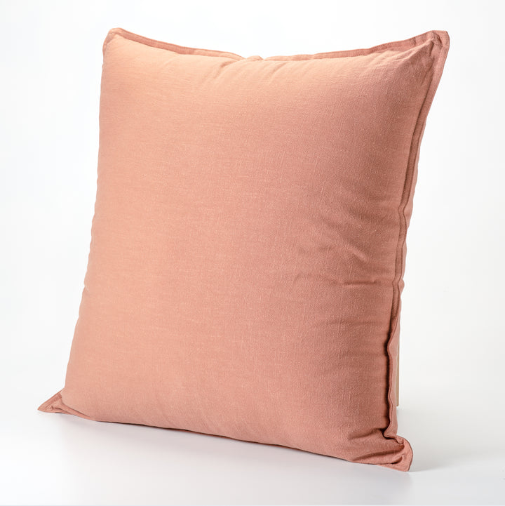 Oreiller décoratif en lin et coton texturé rouille 24" x 24"