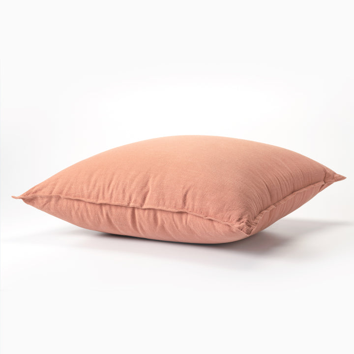 Oreiller décoratif en lin et coton texturé rouille 24" x 24"