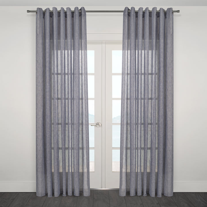 Jacquard rayé Marine transparent Nobile Avec Oeillets