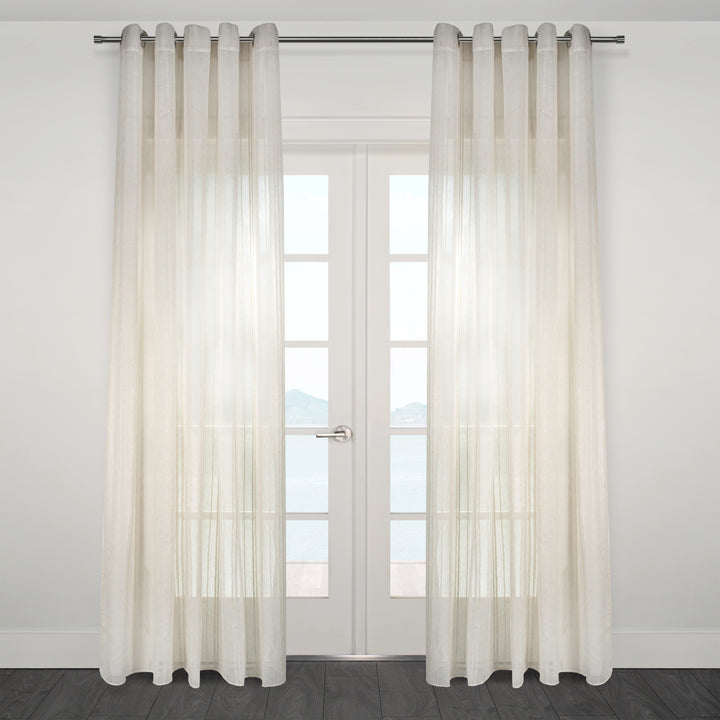 Rideau transparent en lin jacquard à rayures Prato 80" x 95"