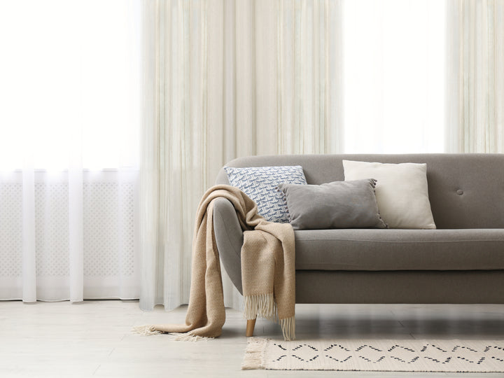 Rideau transparent en lin jacquard à rayures Prato 80" x 95"