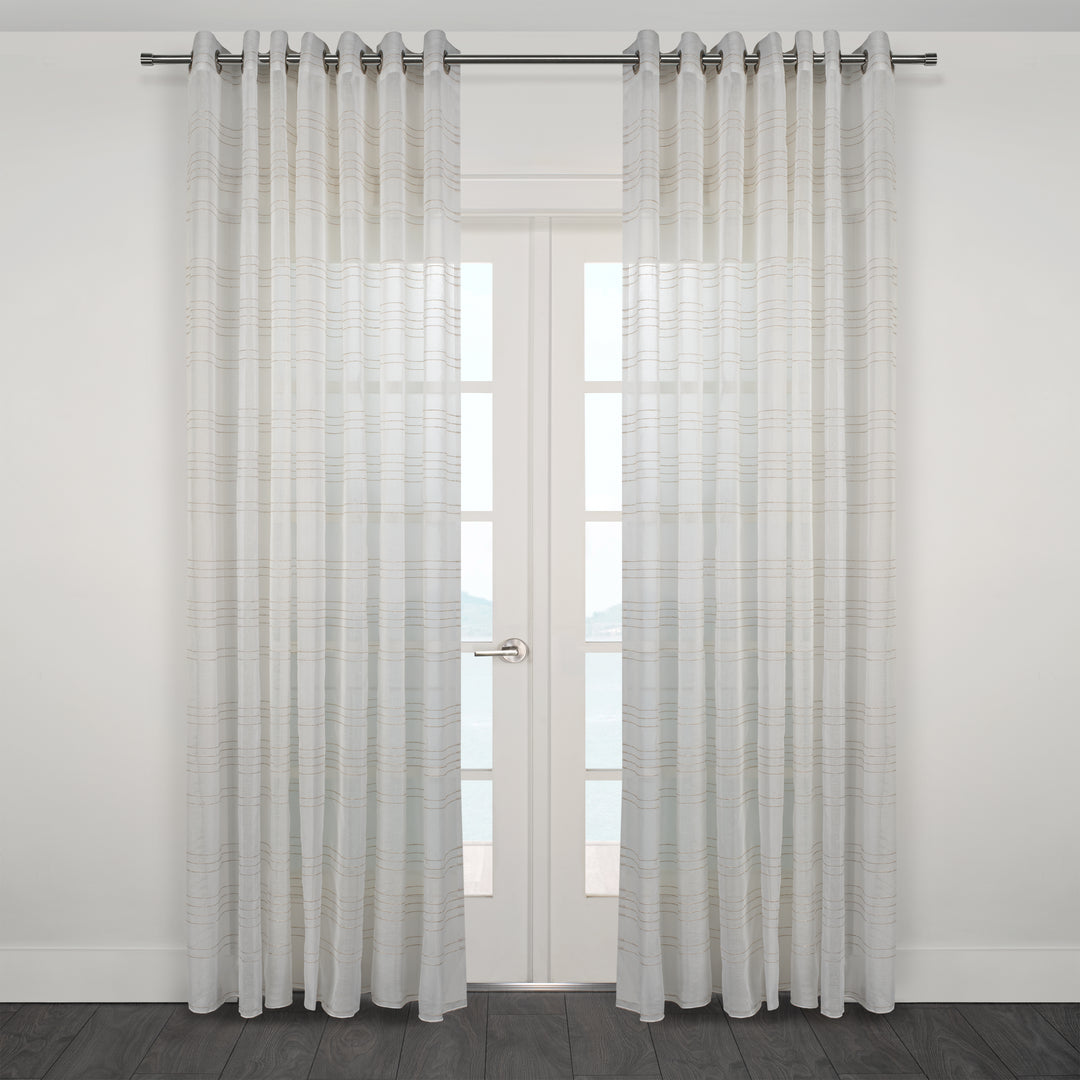 Rideau jacquard horizontal transparent en lin Roma 108" x 95"