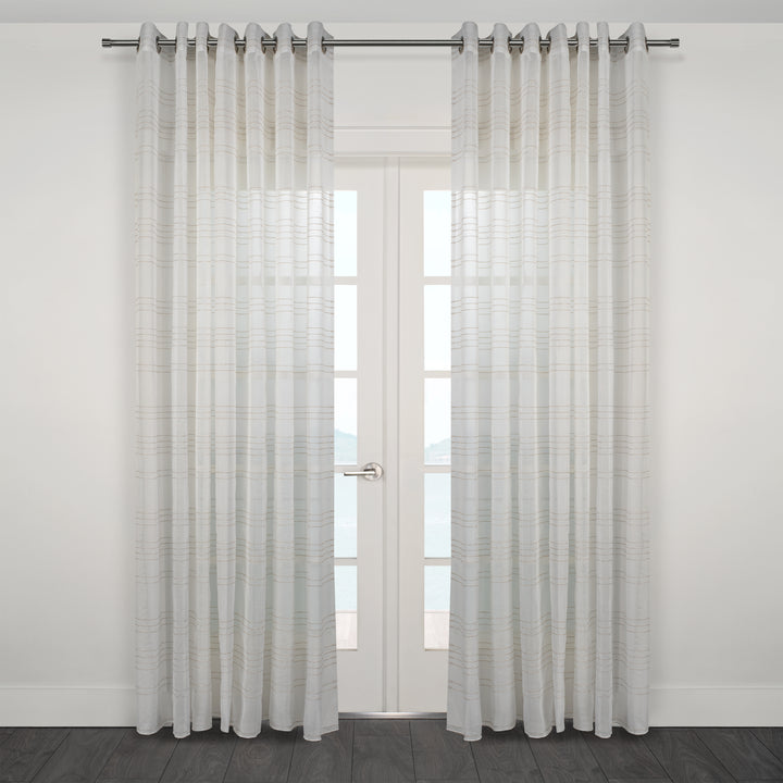 Rideau jacquard horizontal transparent en lin Roma 108" x 95"