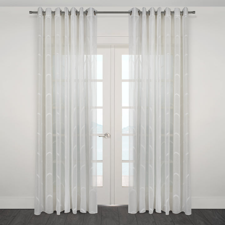 Rideau jacquard transparent blanc Siena à motif arches 108" x 95"