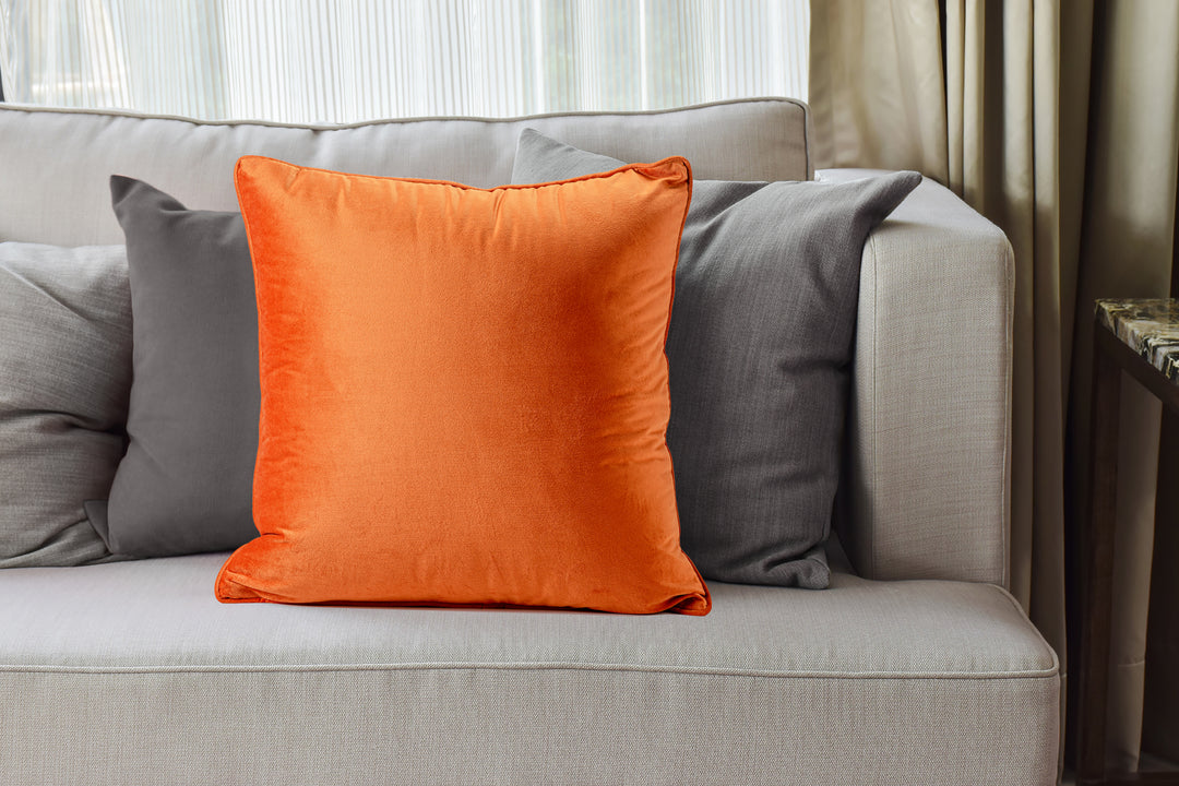 Burnt Orange Plush Velvet Decorative Pillow