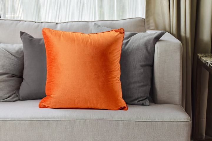 Burnt Orange Plush Velvet Decorative Pillow