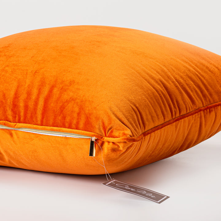 Burnt Orange Plush Velvet Decorative Pillow