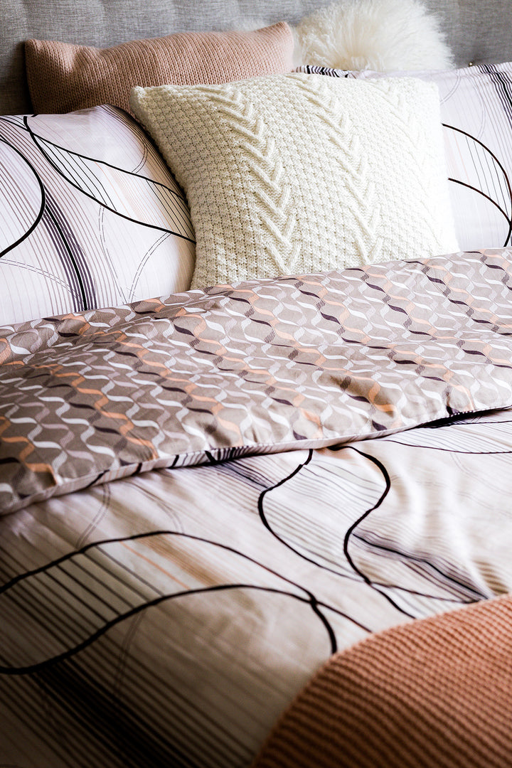 Torino Queen Size Printed Reversible Cotton 3pc Duvet Cover Set