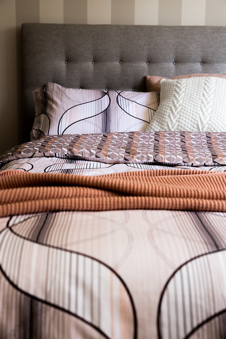 Torino Queen Size Printed Reversible Cotton 3pc Duvet Cover Set