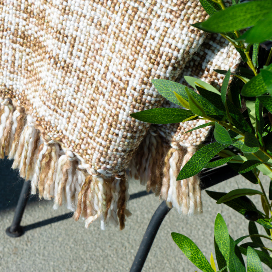 Sapporo linen knit textured throw blanket, 50 by 60 inches