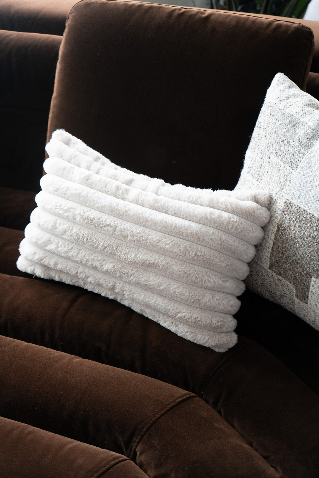 Faux Fur Luxe Taupe Lumbar Pillow