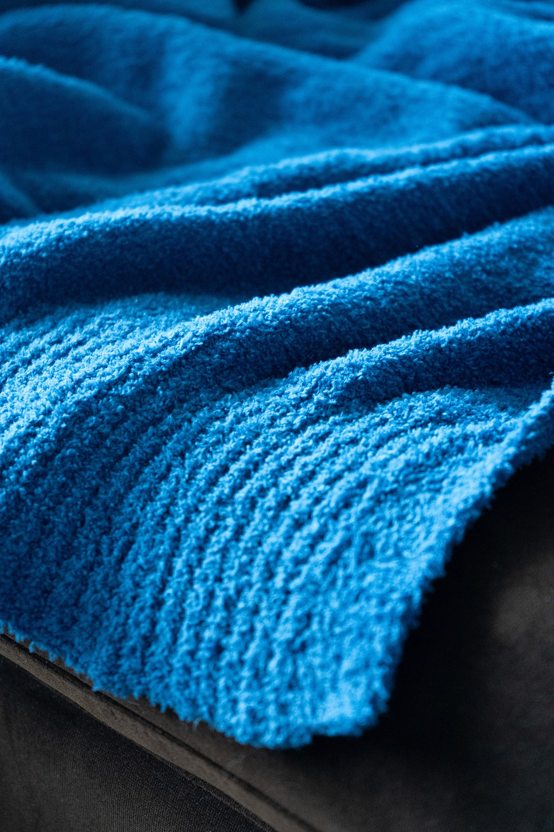 Plush soft blue acrylic throw blanket