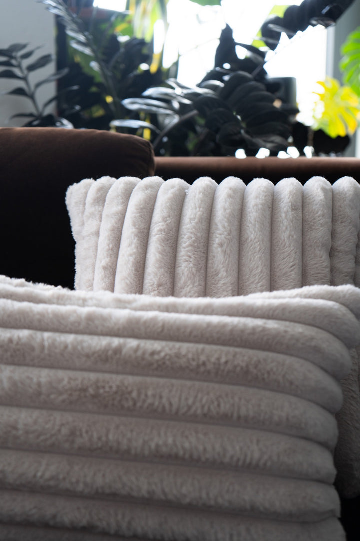 Faux Fur Taupe Textured Pillow