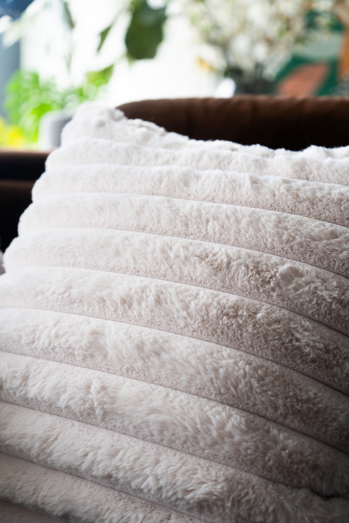 Faux Fur Taupe Textured Pillow