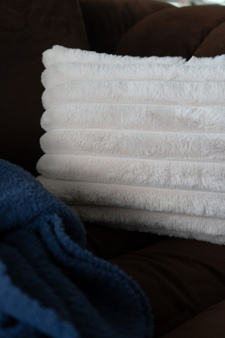 Faux Fur Taupe Textured Pillow
