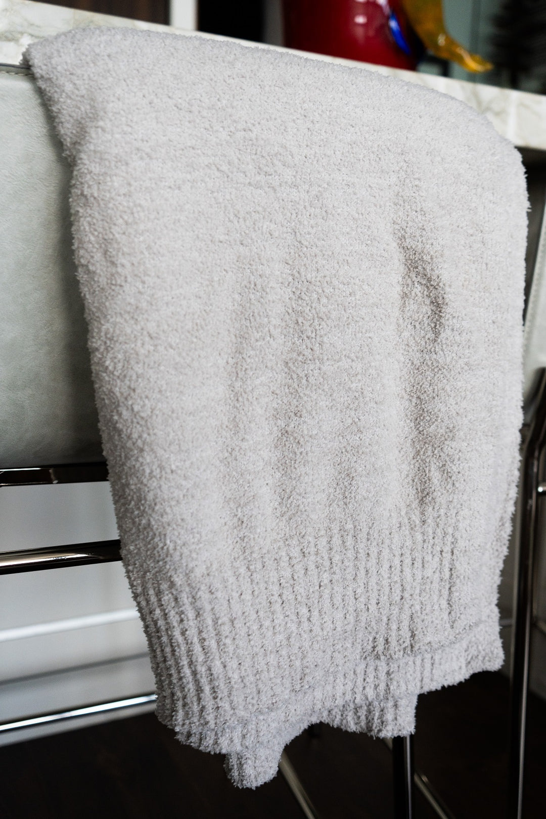 Plush soft greige acrylic throw blanket