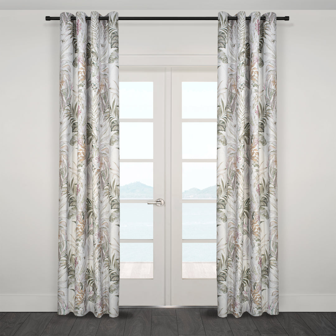 Rideau jacquard horizontal transparent en lin Roma 108" x 95"
