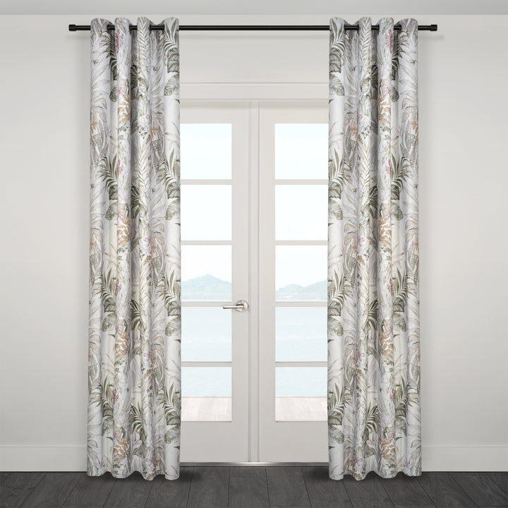 Rideau jacquard horizontal transparent en lin Roma 108" x 95"