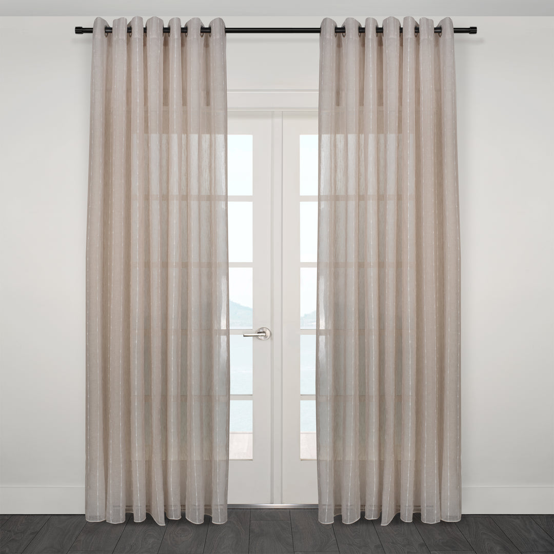 Palma Taupe Sheer Jacquard Design Curtain 108"x95"