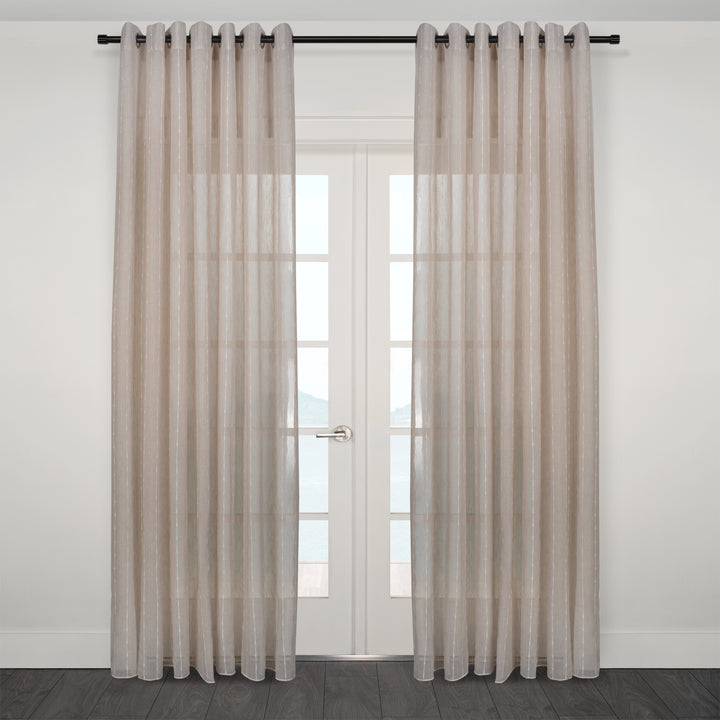 Palma Taupe Sheer Jacquard Design Curtain 108"x95"