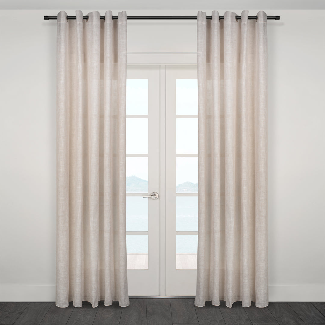 Rideau jacquard horizontal transparent en lin Roma 108" x 95"