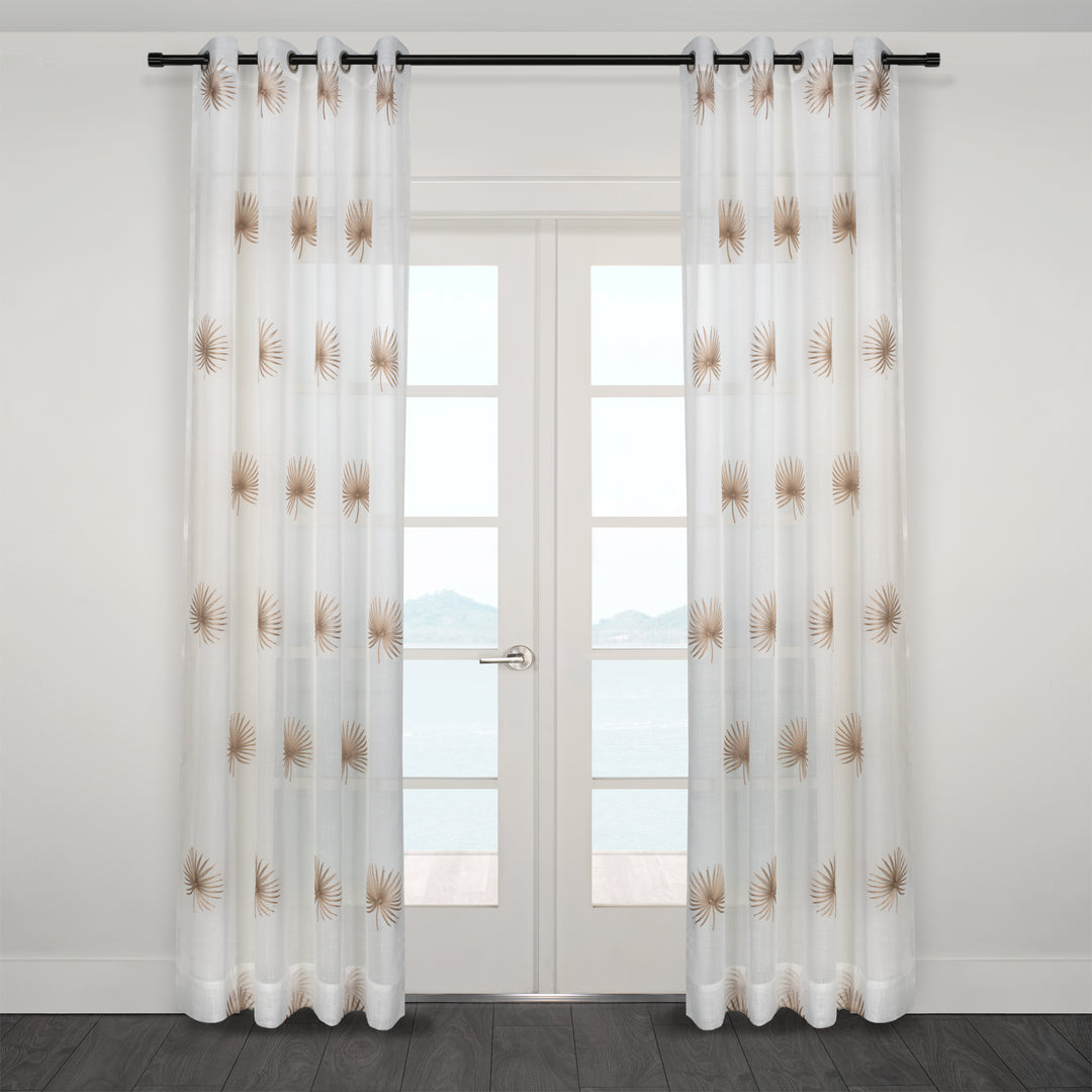Stella Beige Embroidered Curtain 54"x95"
